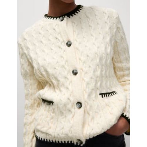 Womens Textured Cable Knit Whipstitch Cardigan - - M&S Collection - Modalova