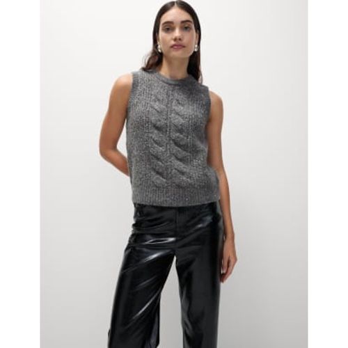 Womens Cable Knit Sequin Knitted Vest with Wool - - M&S Collection - Modalova