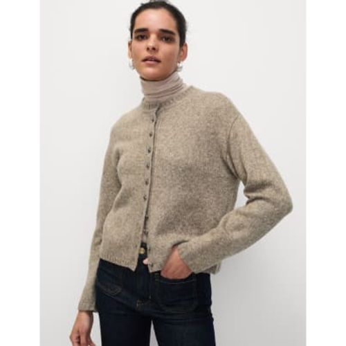 Womens Textured Crew Neck Cardigan With Wool - - M&S Collection - Modalova