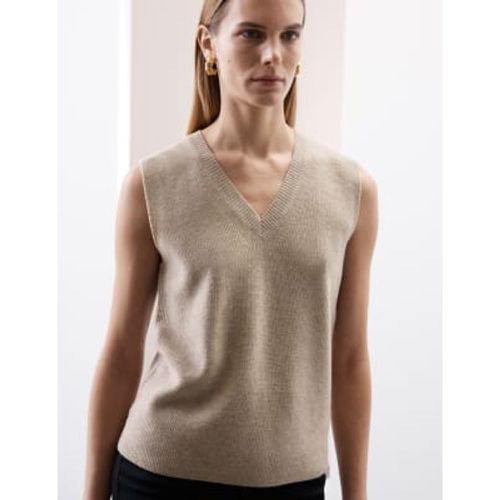 Womens Merino Wool Rich Textured Knitted Vest with Cashmere - - M&S Collection - Modalova