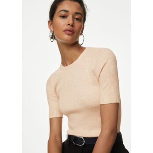 Womens Ribbed Crew Neck Knitted Top - - M&S Collection - Modalova