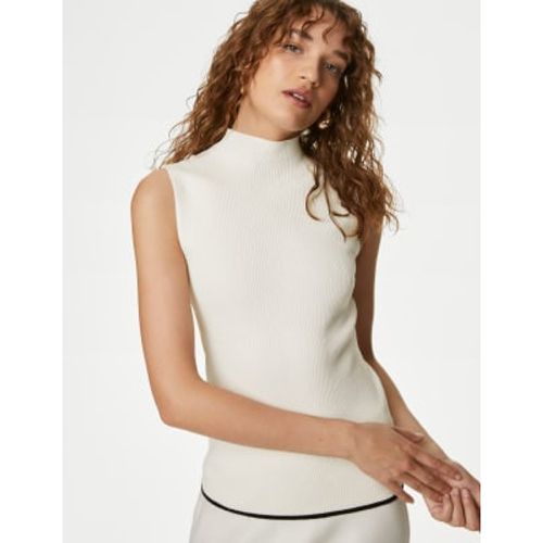 Womens Ribbed Funnel Neck Knitted Vest - - M&S Collection - Modalova