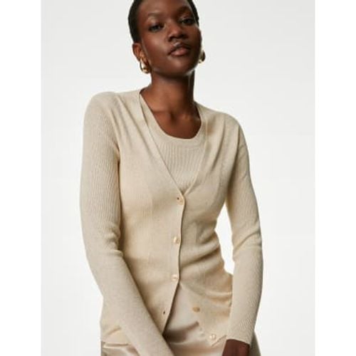 Womens Sparkly V-Neck Button Front Cardigan - - M&S Collection - Modalova