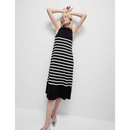 Womens Striped Ribbed Knitted Midi Dress - - M&S Collection - Modalova