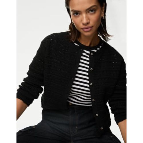 Womens Cotton Rich Textured Pointelle Cardigan - - M&S Collection - Modalova