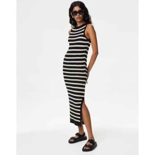 Womens Cotton Rich Striped Midi Knitted Dress - - M&S Collection - Modalova