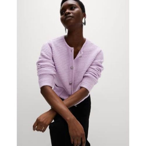 Womens Cloud-Yarn Textured Crew Neck Cardigan - - M&S Collection - Modalova