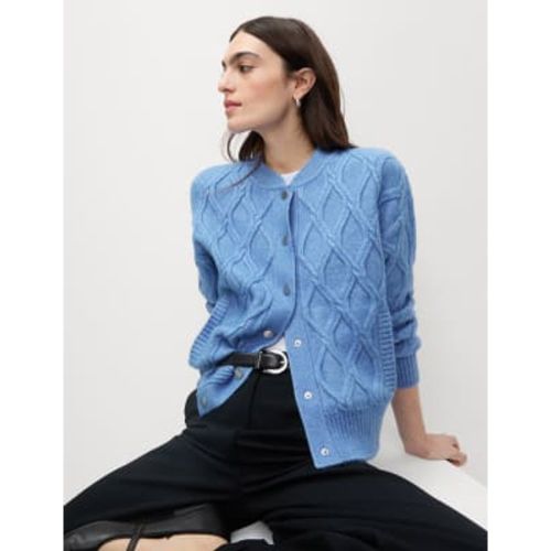 Womens Cable Knit Cloud-Yarn Bomber Cardigan - - M&S Collection - Modalova