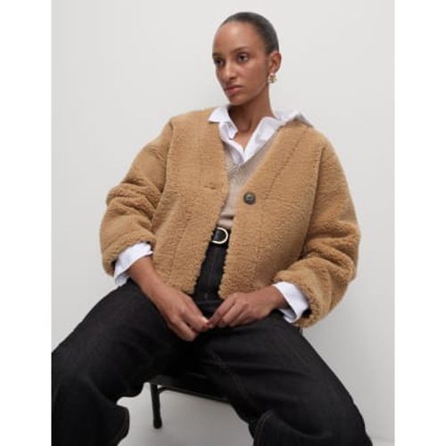 Womens Faux Shearling Cardigan Jacket - - M&S Collection - Modalova