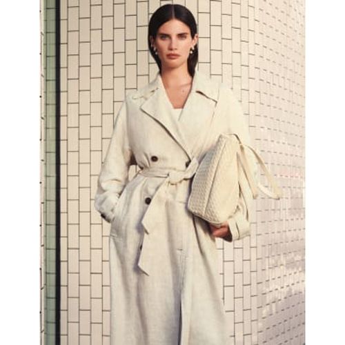 Womens Linen Blend Longline Trench Coat - - M&S Collection - Modalova