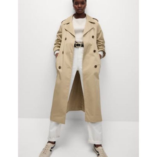 Womens Cotton Rich Longline Trench Coat - - M&S Collection - Modalova