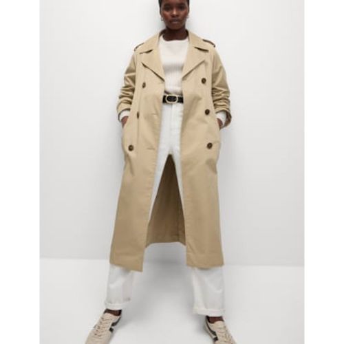 Womens Cotton Rich Longline Trench Coat - - M&S Collection - Modalova