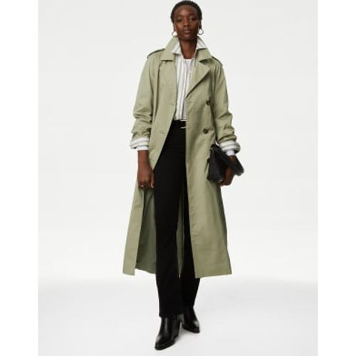 Womens Cotton Rich Longline Trench Coat - - M&S Collection - Modalova