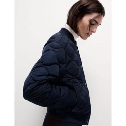 Womens Satin Quilted Relaxed Bomber Jacket - - M&S Collection - Modalova