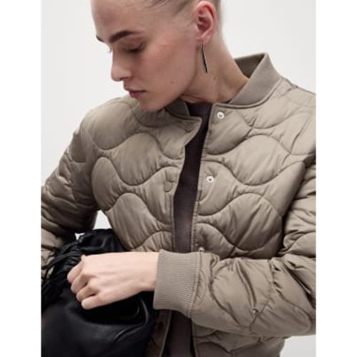 Womens Satin Quilted Relaxed Bomber Jacket - - M&S Collection - Modalova