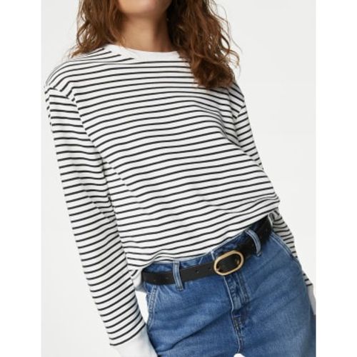 Womens Pure Cotton Striped Crew Neck Sweatshirt - - M&S Collection - Modalova