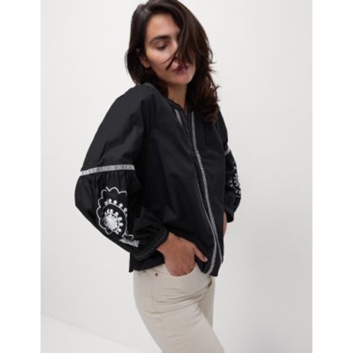 Womens Pure Cotton Embroidered V-Neck Blouse - M&S Collection - Modalova