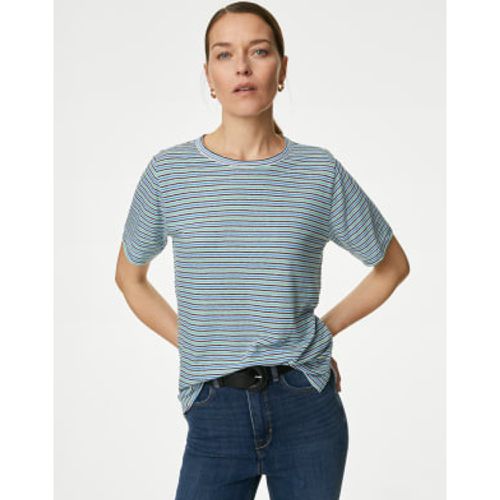 Womens Linen Blend Striped T-Shirt - - M&S Collection - Modalova