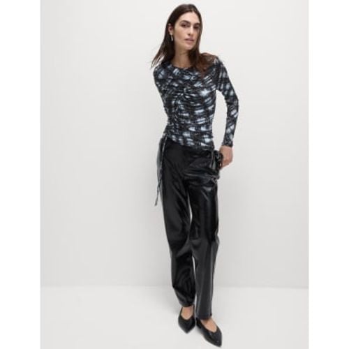 Womens Long Sleeve Printed Ruched Mesh Top - - M&S Collection - Modalova