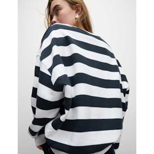 Womens Pure Cotton Striped Crew Neck Sweatshirt - M&S Collection - Modalova