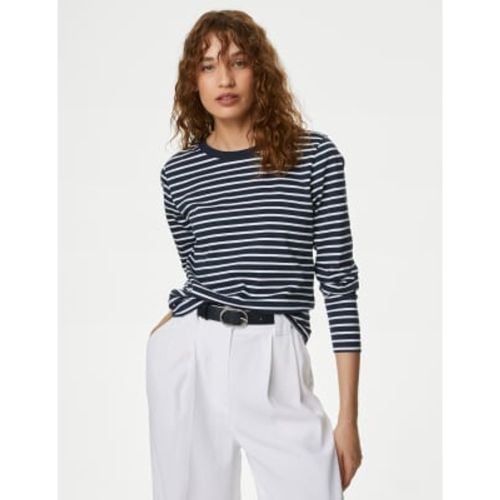 Womens Pure Cotton Striped Crew Neck T-Shirt - - M&S Collection - Modalova