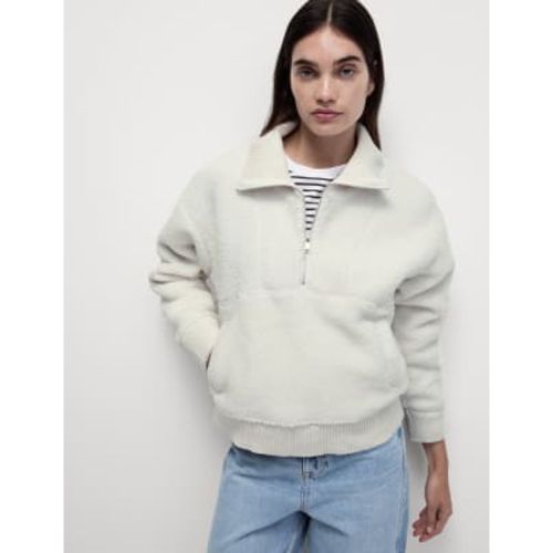 Womens Borg Textured Half Zip Sweatshirt - M&S Collection - Modalova