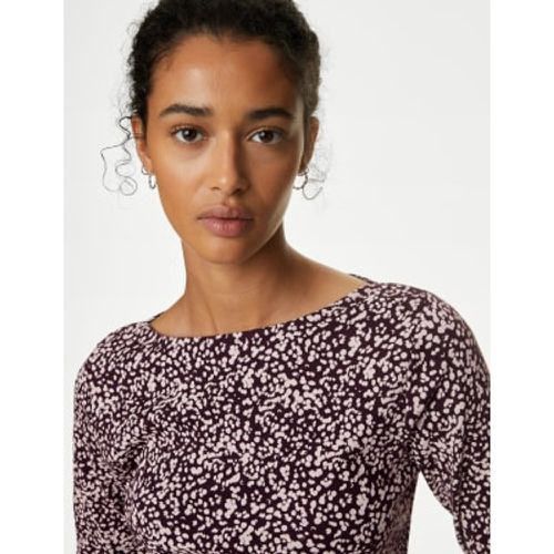 Womens Pure Cotton Printed Slim Fit Slash Neck Top - - M&S Collection - Modalova