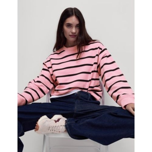 Womens Cotton Rich Striped Crew Neck Sweatshirt - - M&S Collection - Modalova