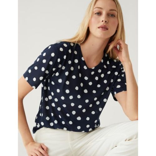 Womens Printed Crew Neck Relaxed T-Shirt - - M&S Collection - Modalova