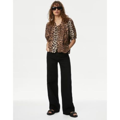 Womens Pure Cotton Animal Print V-Neck Blouse - - M&S Collection - Modalova