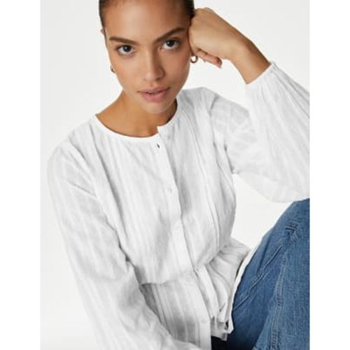 Womens Pure Cotton Pleated Tie Front Blouse - - M&S Collection - Modalova