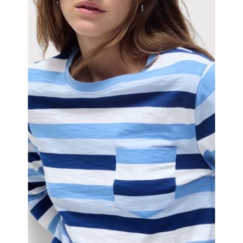 Womens Pure Cotton Striped Pocket T-Shirt - - M&S Collection - Modalova