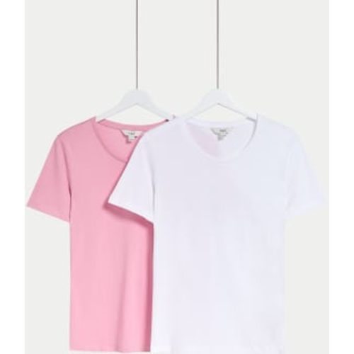 Womens 2pk Pure Cotton Crew Neck Regular Fit T-Shirts - /, / - M&S Collection - Modalova