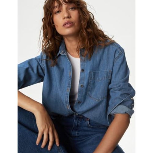 Womens Pure Cotton Denim Longline Shirt - - M&S Collection - Modalova