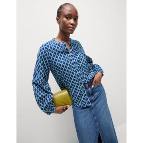 Womens Cotton Rich Printed Button Through Blouse - - M&S Collection - Modalova