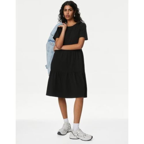 Womens Pure Cotton Jersey Knee Length Tiered Dress - - M&S Collection - Modalova