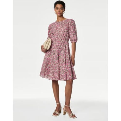 Womens Pure Cotton Printed Mini Waisted Dress - - M&S Collection - Modalova