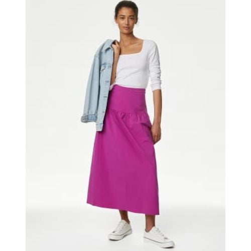 Womens Cotton Rich Midi Circle Skirt - - M&S Collection - Modalova