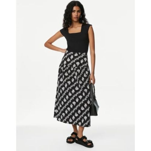 Womens Pure Cotton Printed Midi Circle Skirt - - M&S Collection - Modalova