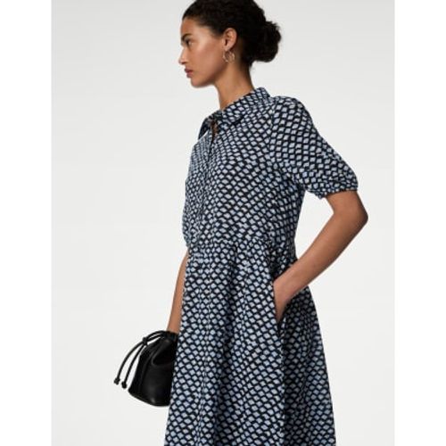 Womens Pure Cotton Printed Midi Shirt Dress - - M&S Collection - Modalova