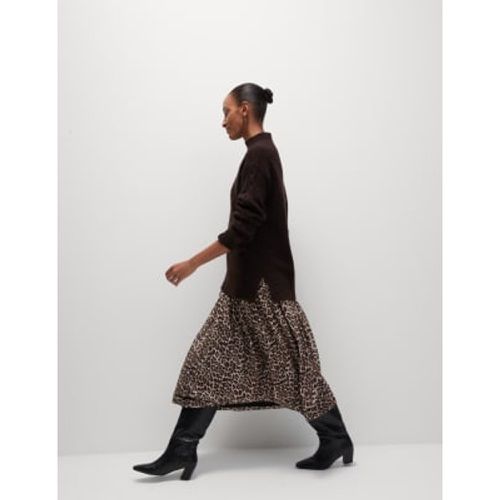 Womens Jersey Animal Print Midi A-Line Skirt - - M&S Collection - Modalova