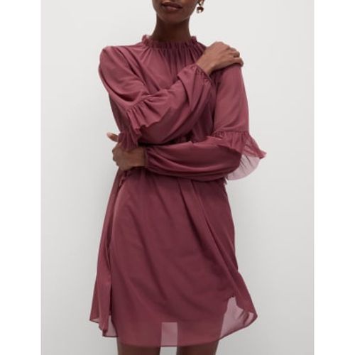 Womens Mesh Jersey Ruffle Mini Relaxed Smock Dress - - M&S Collection - Modalova