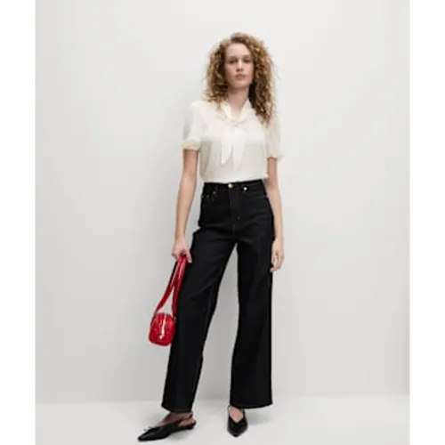 Womens Scarf Neck Puff Sleeve Top - M&S Collection - Modalova