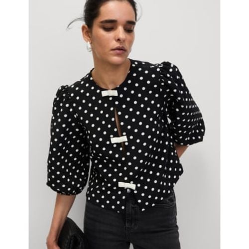 Womens Polka Dot Puff Sleeve Blouse - - M&S Collection - Modalova