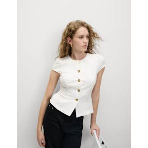 Womens Button Through Cap Sleeve Top - M&S Collection - Modalova