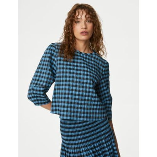 Womens Cotton Blend Checked Blouse - - M&S Collection - Modalova