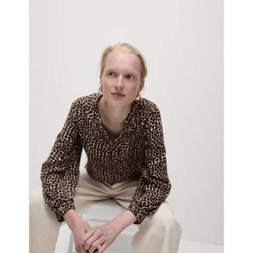 Womens Animal Print V-Neck Popover Blouse - - M&S Collection - Modalova