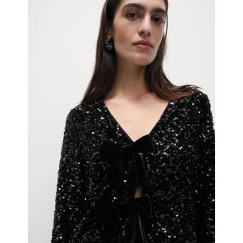 Womens Sequin V-Neck Blouse - - M&S Collection - Modalova