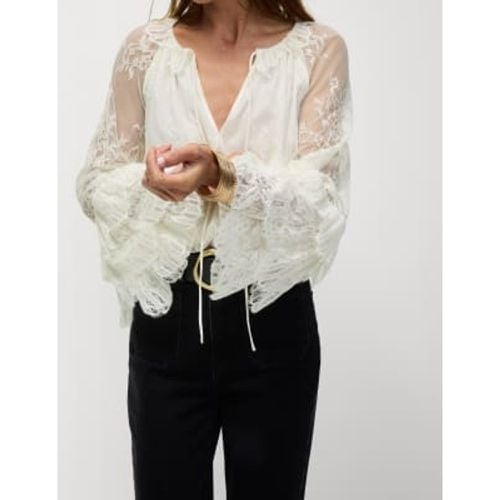 Womens Lace Embroidered Tie Neck Blouse - - M&S Collection - Modalova