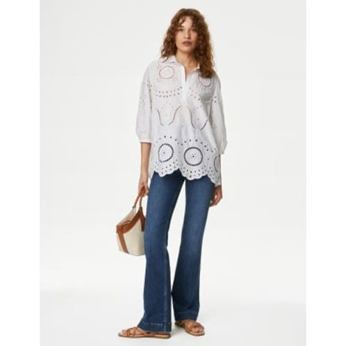 Womens Pure Cotton Broderie Popover Blouse - - M&S Collection - Modalova